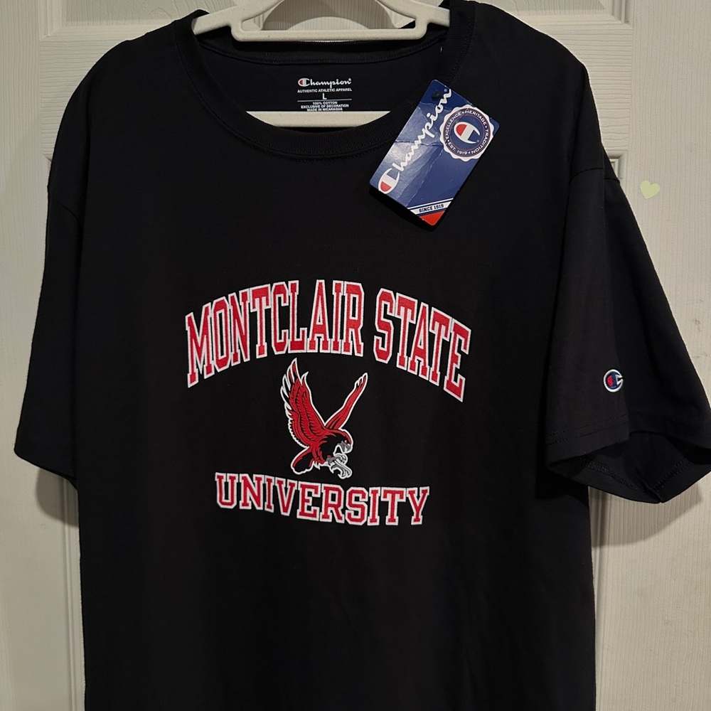Champion Montclair State University T-Shirt, Black, size L, BRAND NEW with tag